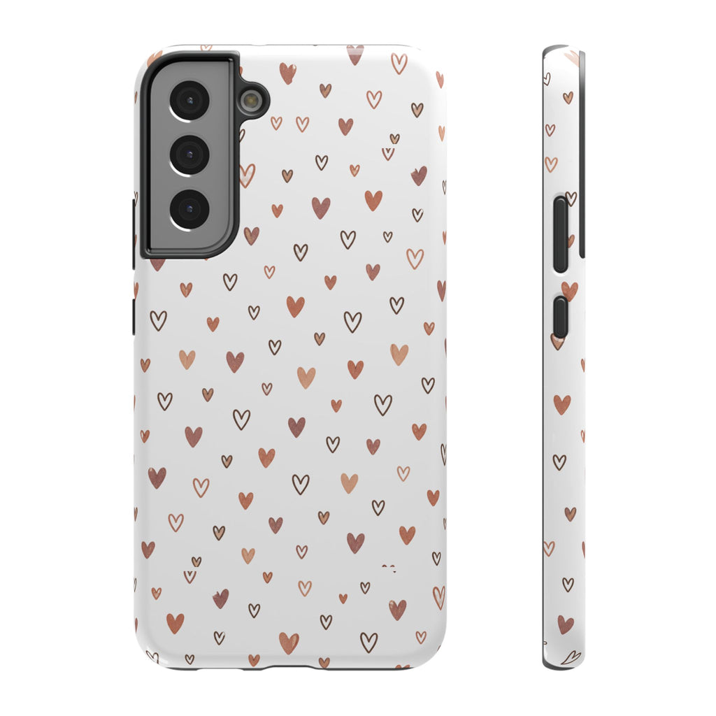 Heart Doodle Impact-Resistant Phone Case — Cute Neutral Tiny Hearts Design