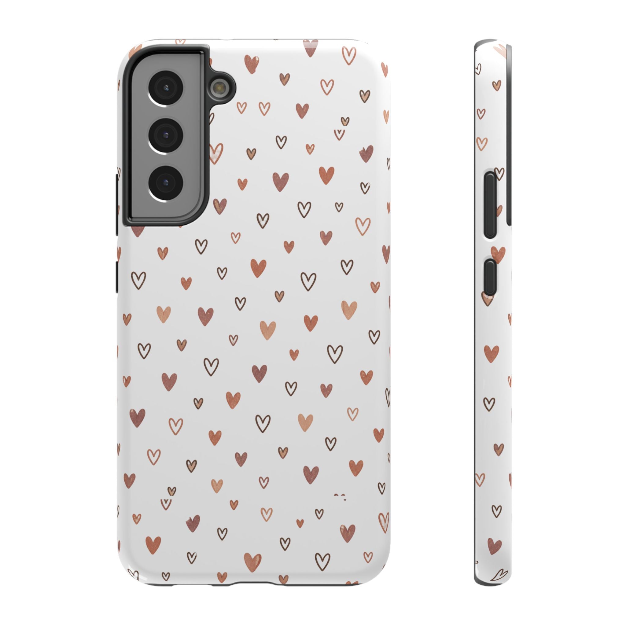 Heart Doodle Impact-Resistant Phone Case — Cute Neutral Tiny Hearts Design