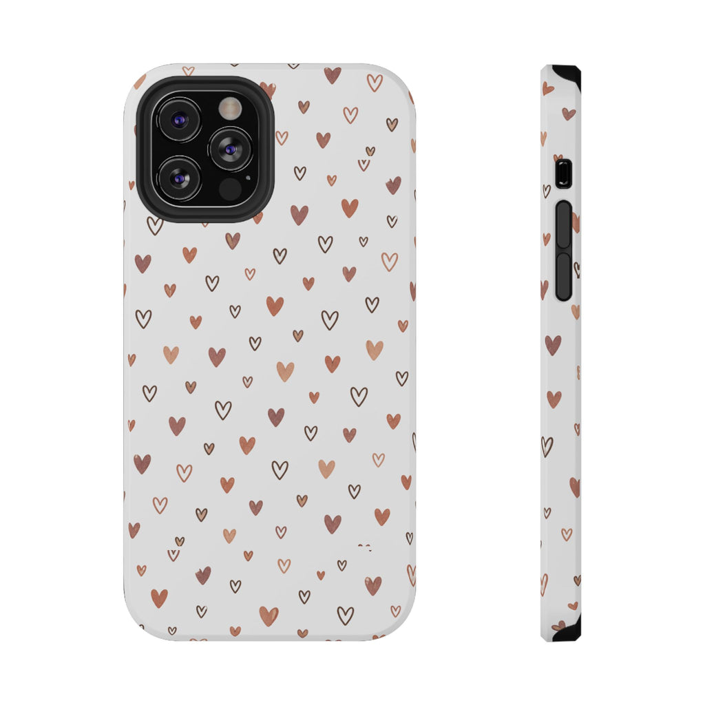 Heart Doodle Impact-Resistant Phone Case — Cute Neutral Tiny Hearts Design