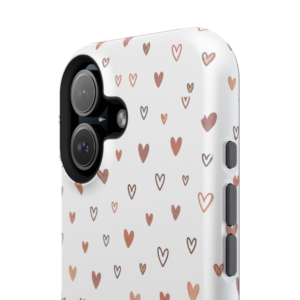 Heart Doodle Impact-Resistant Phone Case — Cute Neutral Tiny Hearts Design