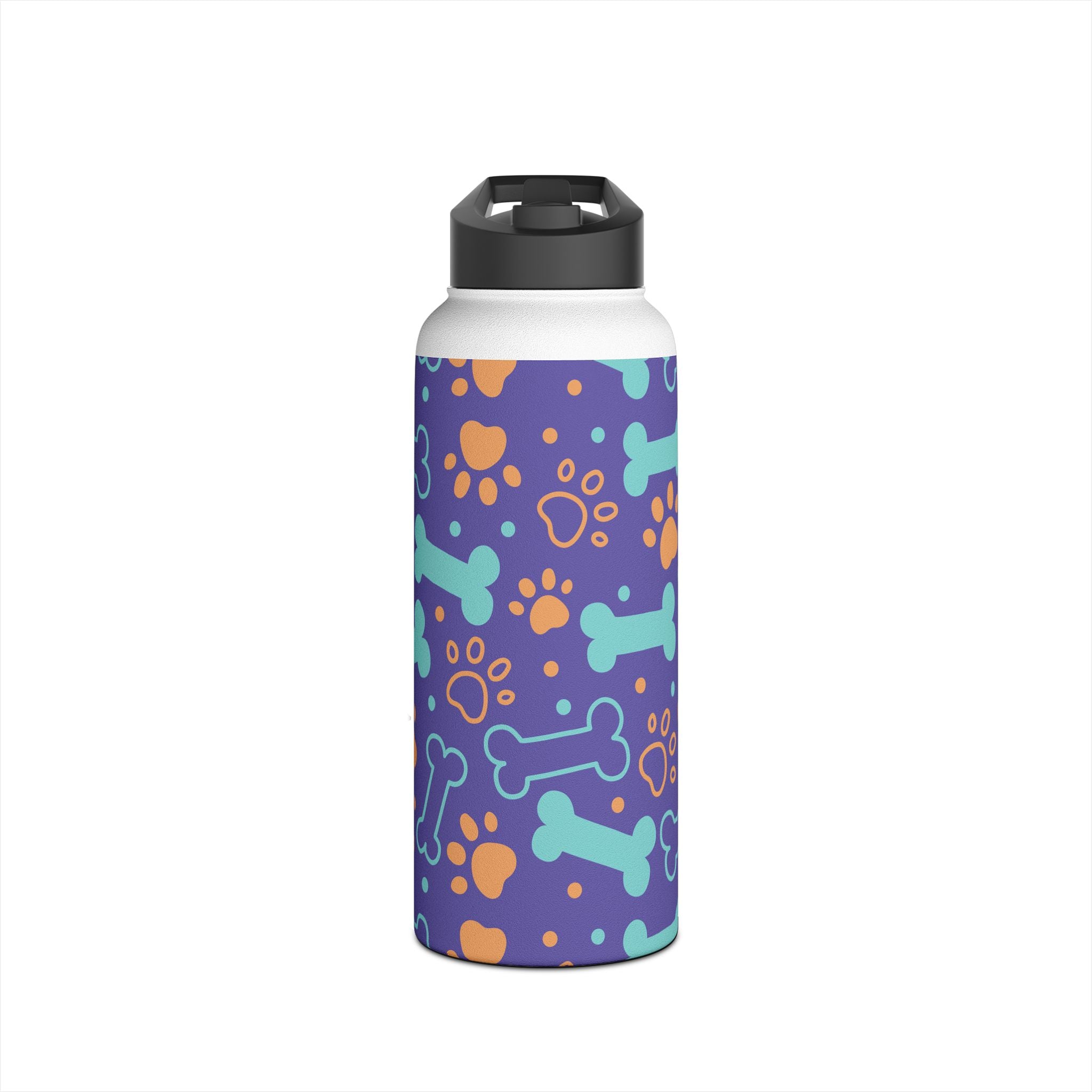 Dog Bone Paw Print Stainless Steel Water Bottle — Cute Pet Lover Insulated Bottle Printify