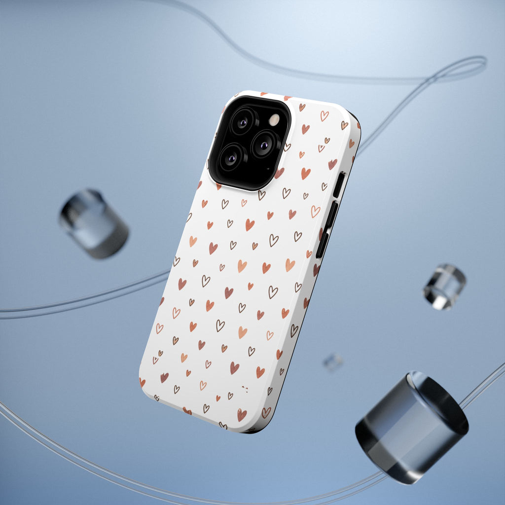 Heart Doodle Impact-Resistant Phone Case — Cute Neutral Tiny Hearts Design