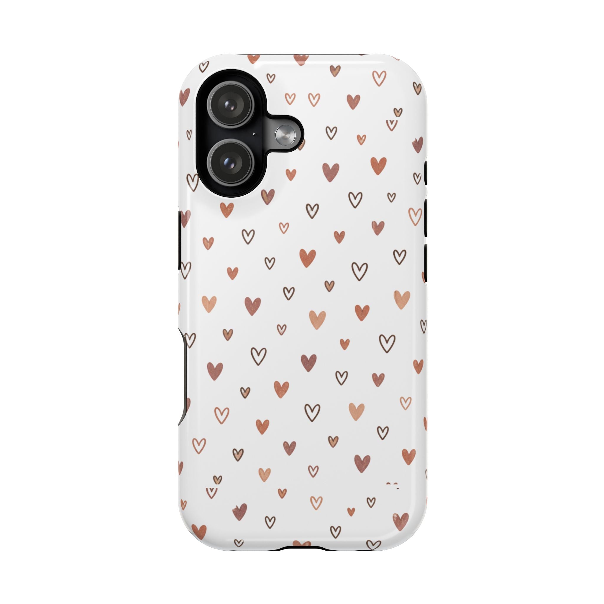 Heart Doodle Impact-Resistant Phone Case — Cute Neutral Tiny Hearts Design