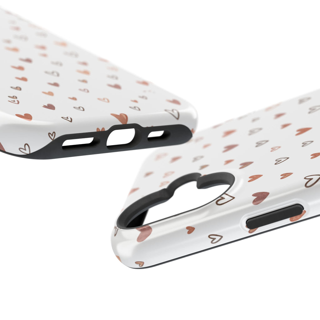 Heart Doodle Impact-Resistant Phone Case — Cute Neutral Tiny Hearts Design
