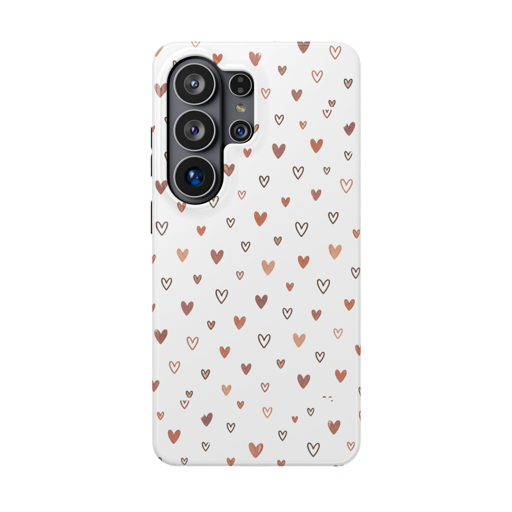 Heart Doodle Impact-Resistant Phone Case — Cute Neutral Tiny Hearts Design
