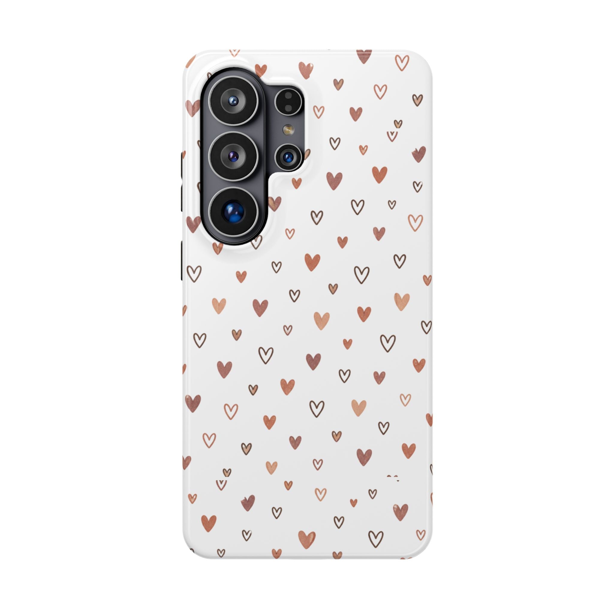 Heart Doodle Impact-Resistant Phone Case — Cute Neutral Tiny Hearts Design