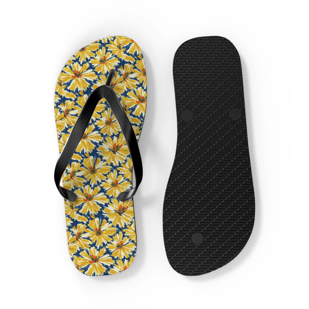 Yellow Daisy Flip Flops – Floral Beach Sandals Printify