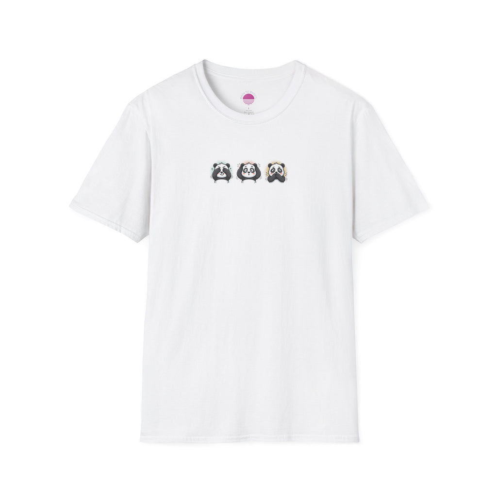 Panda Trio Graphic T-Shirt — Cute Cartoon Panda Faces Tee