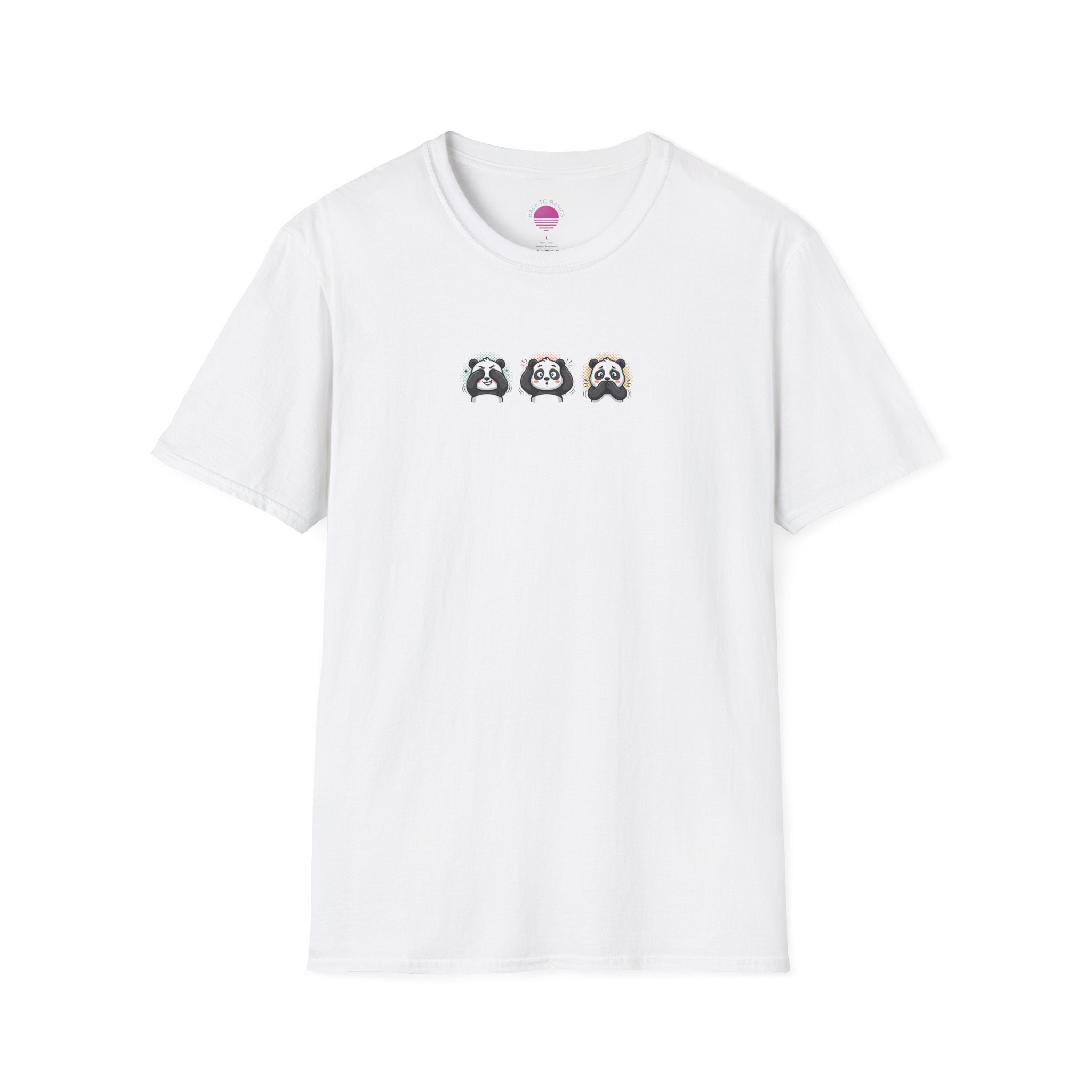 Panda Trio Graphic T-Shirt — Cute Cartoon Panda Faces Tee