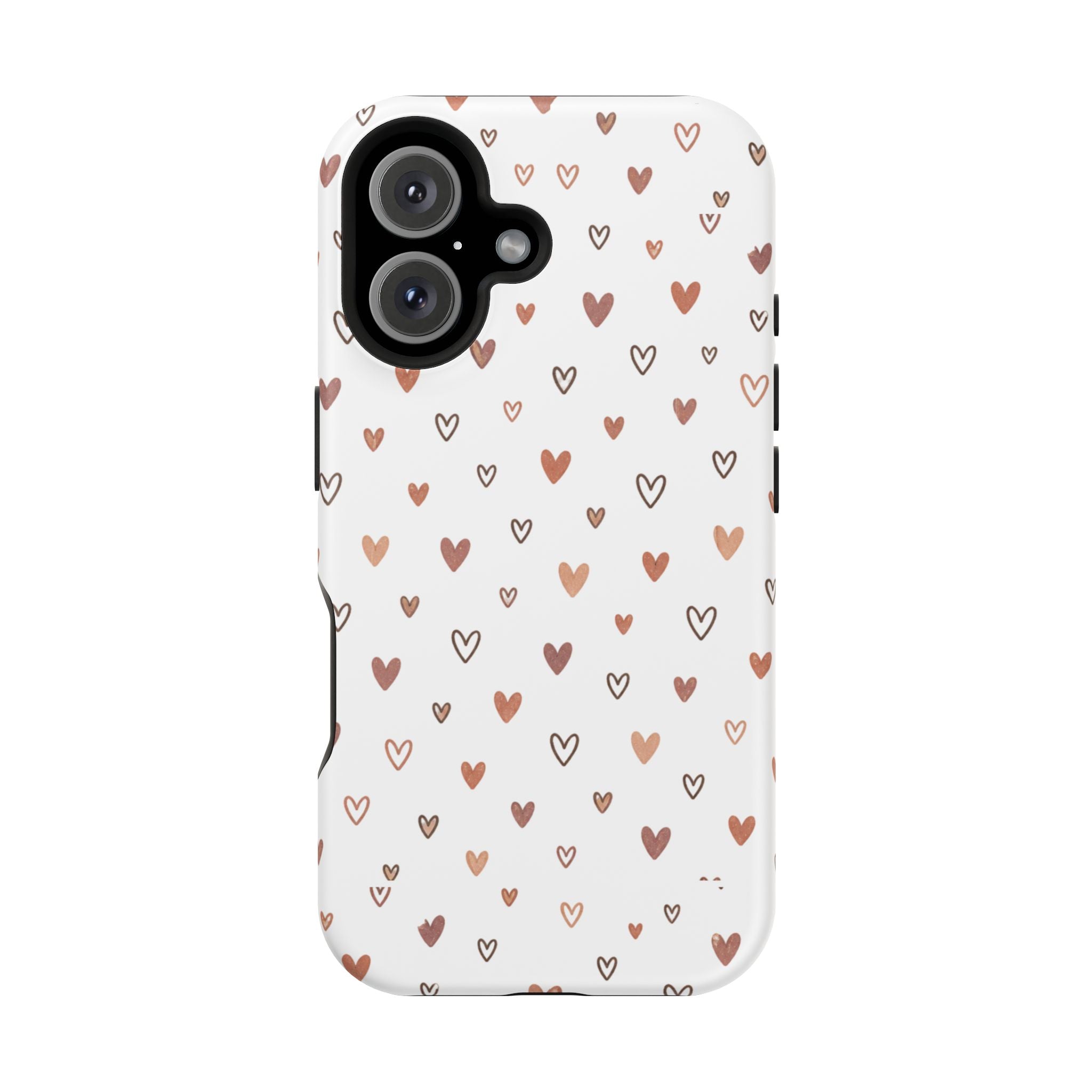 Heart Doodle Impact-Resistant Phone Case — Cute Neutral Tiny Hearts Design