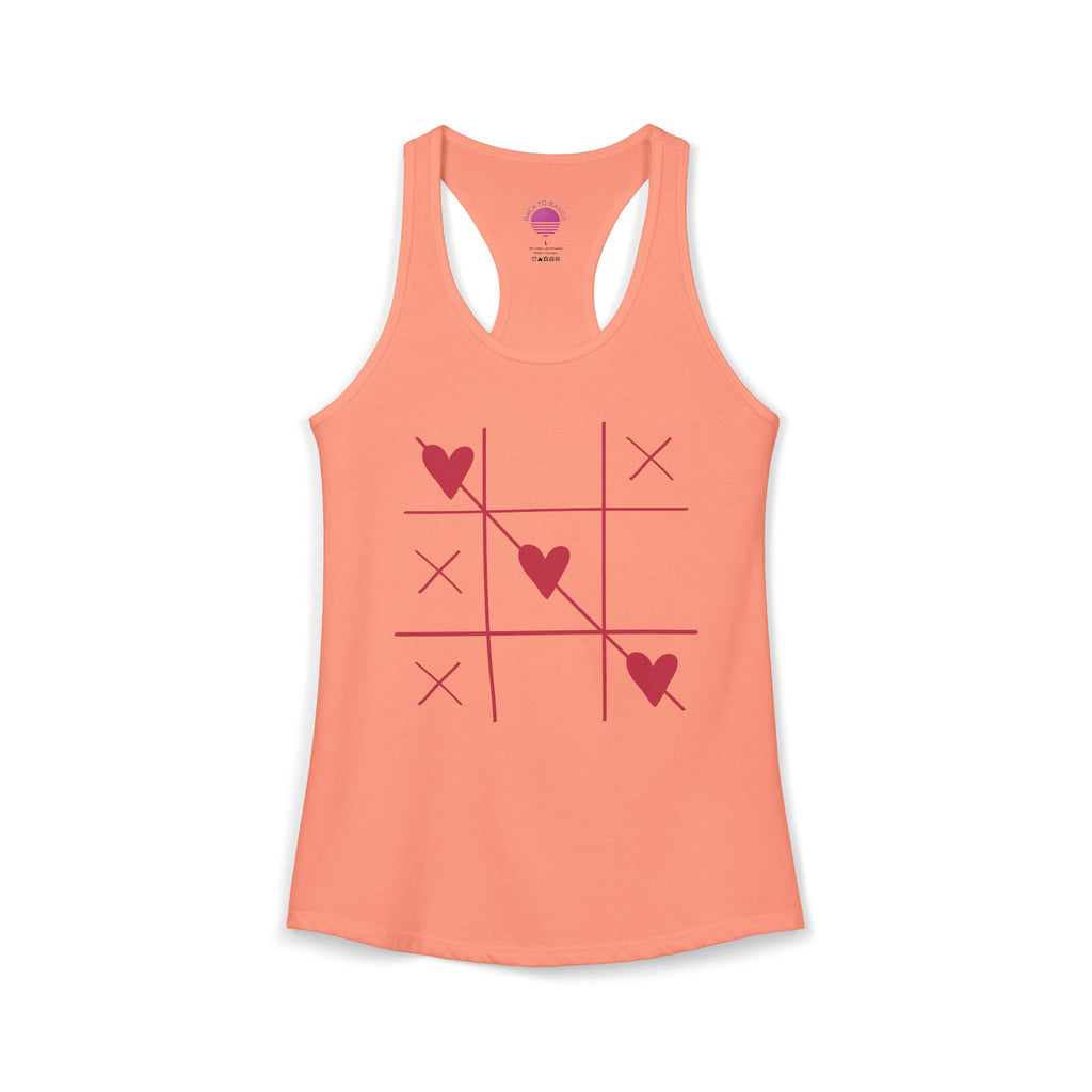 Heart Tic Tac Toe Women’s Racerback Tank — Cute Valentine’s Game Tee