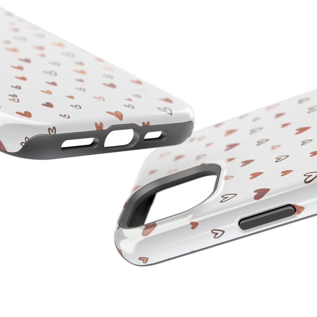 Heart Doodle Impact-Resistant Phone Case — Cute Neutral Tiny Hearts Design