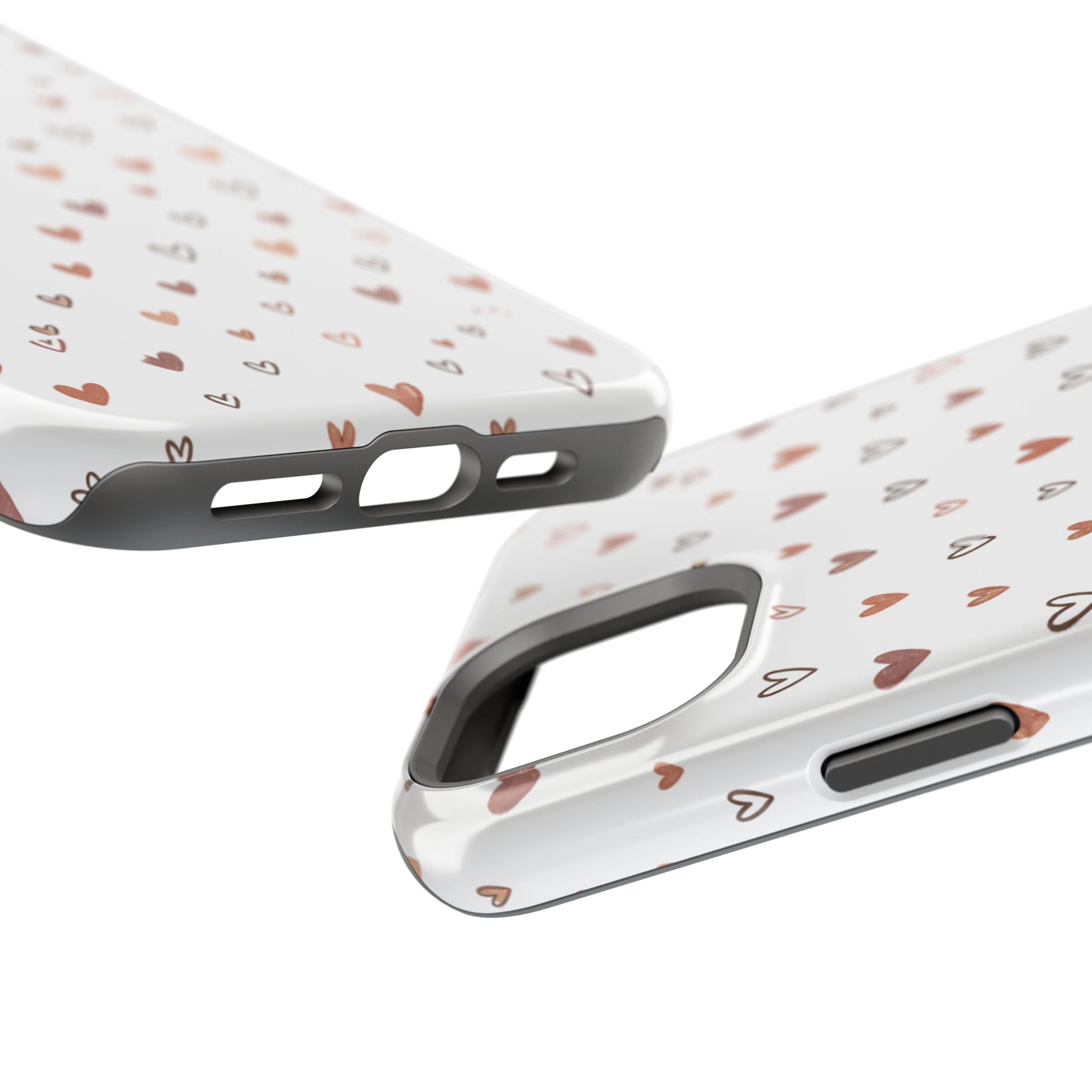 Heart Doodle Impact-Resistant Phone Case — Cute Neutral Tiny Hearts Design