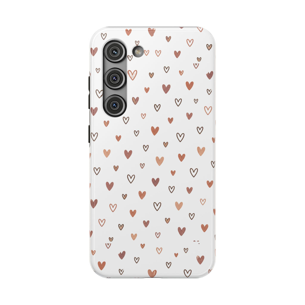 Heart Doodle Impact-Resistant Phone Case — Cute Neutral Tiny Hearts Design