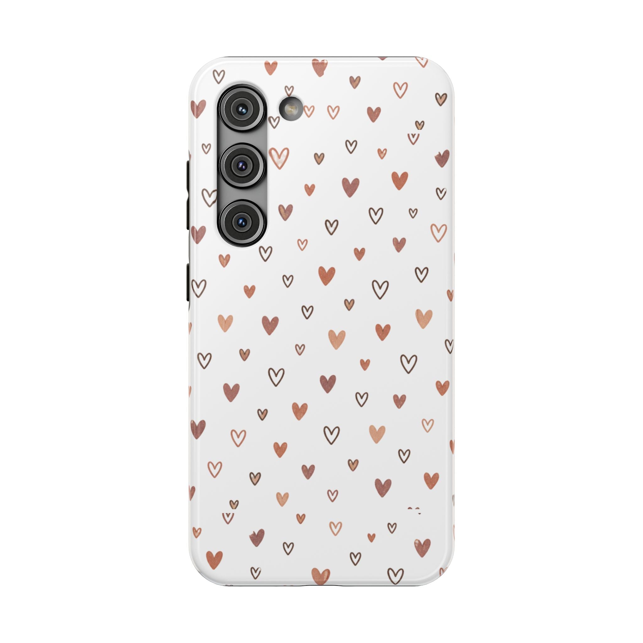 Heart Doodle Impact-Resistant Phone Case — Cute Neutral Tiny Hearts Design