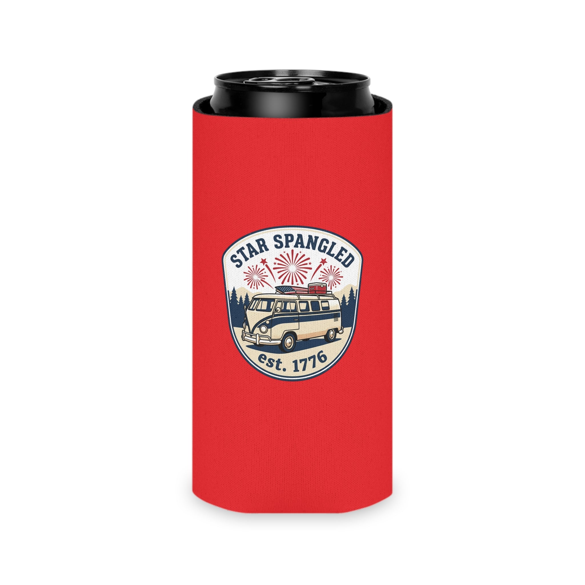 Star Spangled Van Can Koozie — Patriotic 1776 RV Beer Cooler