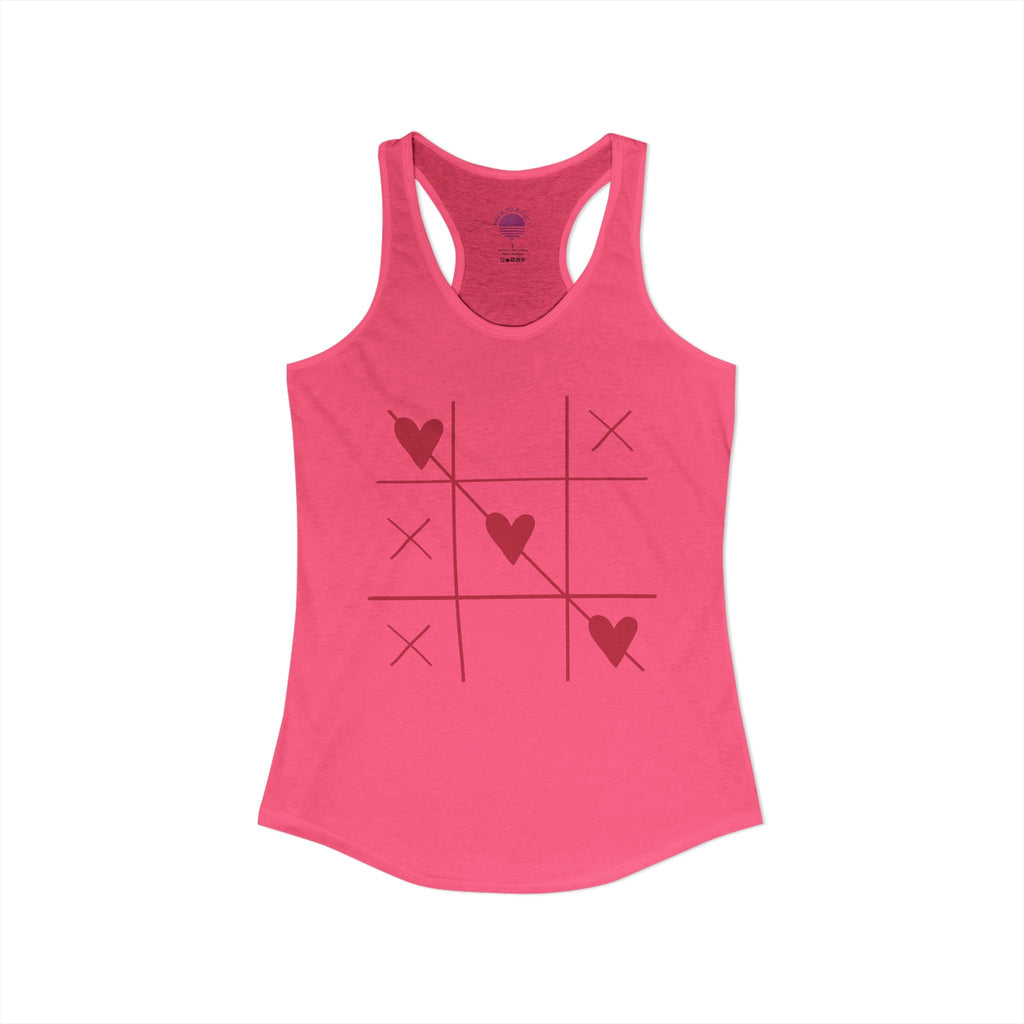 Heart Tic Tac Toe Women’s Racerback Tank — Cute Valentine’s Game Tee