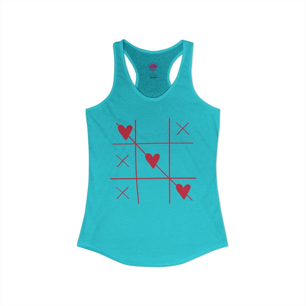 Heart Tic Tac Toe Women’s Racerback Tank — Cute Valentine’s Game Tee