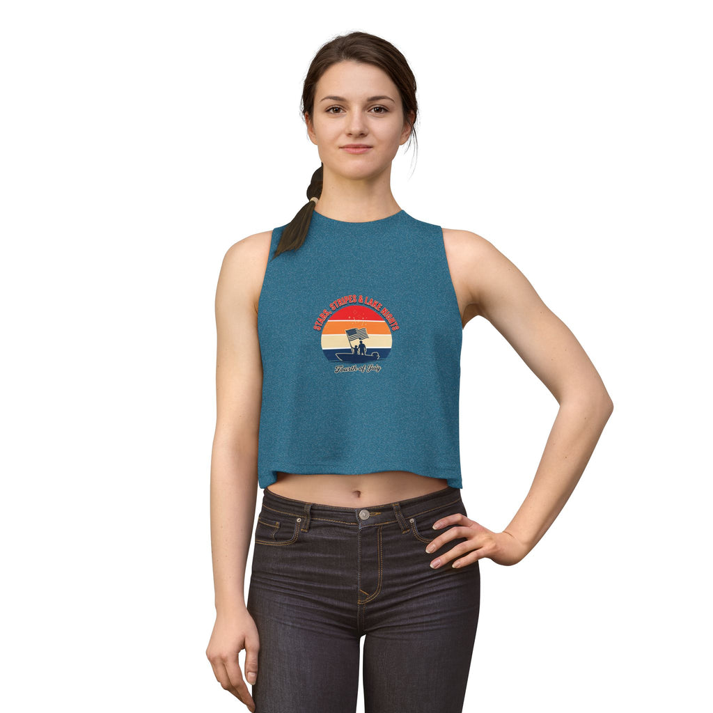 Fourth of July Retro Flag Crop Top — Faith, Freedom & Family Tank