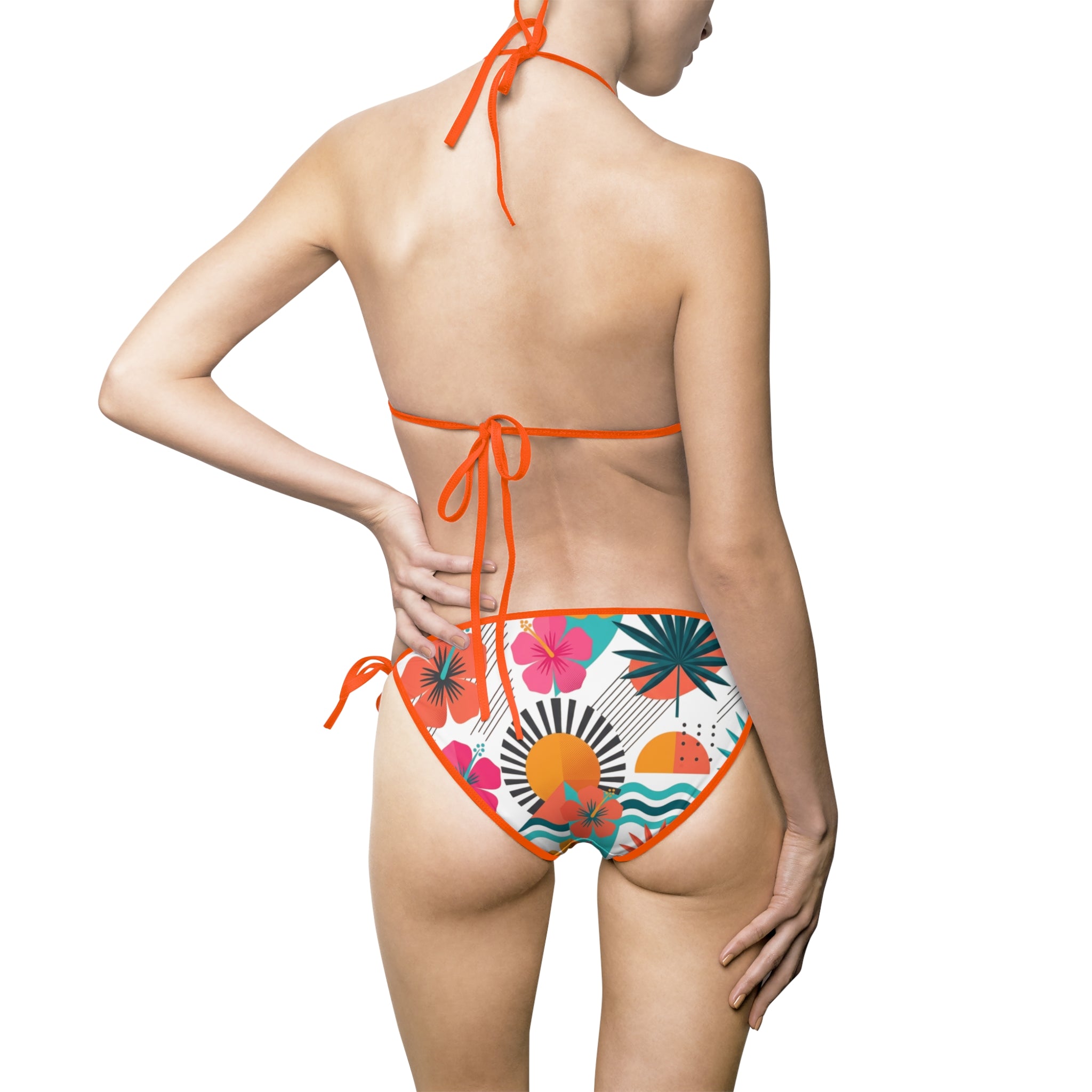 Tropical Floral Bikini Swimsuit — Women's Tie-Side Triangle Swimwear