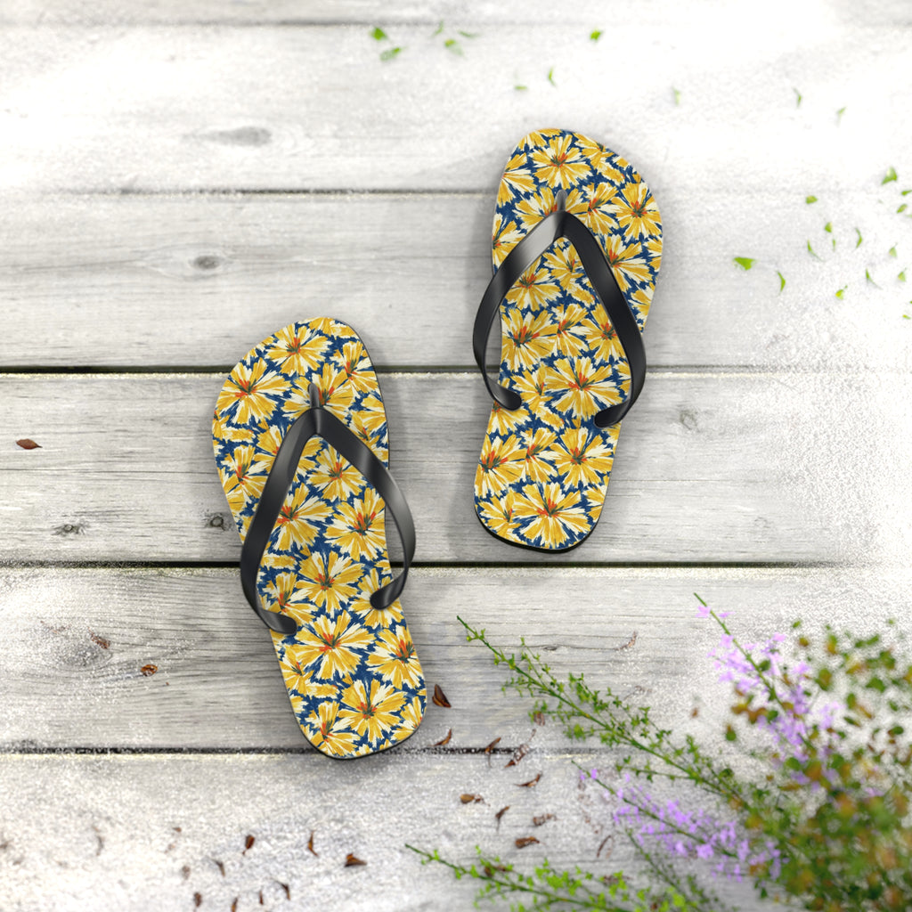 Yellow Daisy Flip Flops – Floral Beach Sandals Printify