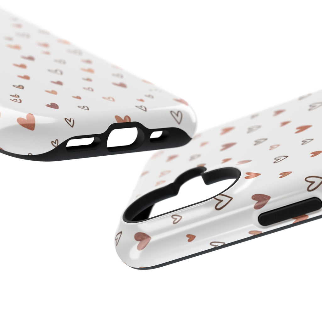 Heart Doodle Impact-Resistant Phone Case — Cute Neutral Tiny Hearts Design