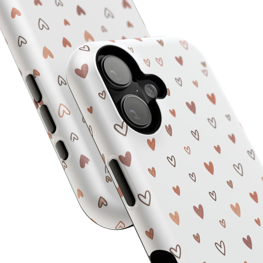 Heart Doodle Impact-Resistant Phone Case — Cute Neutral Tiny Hearts Design