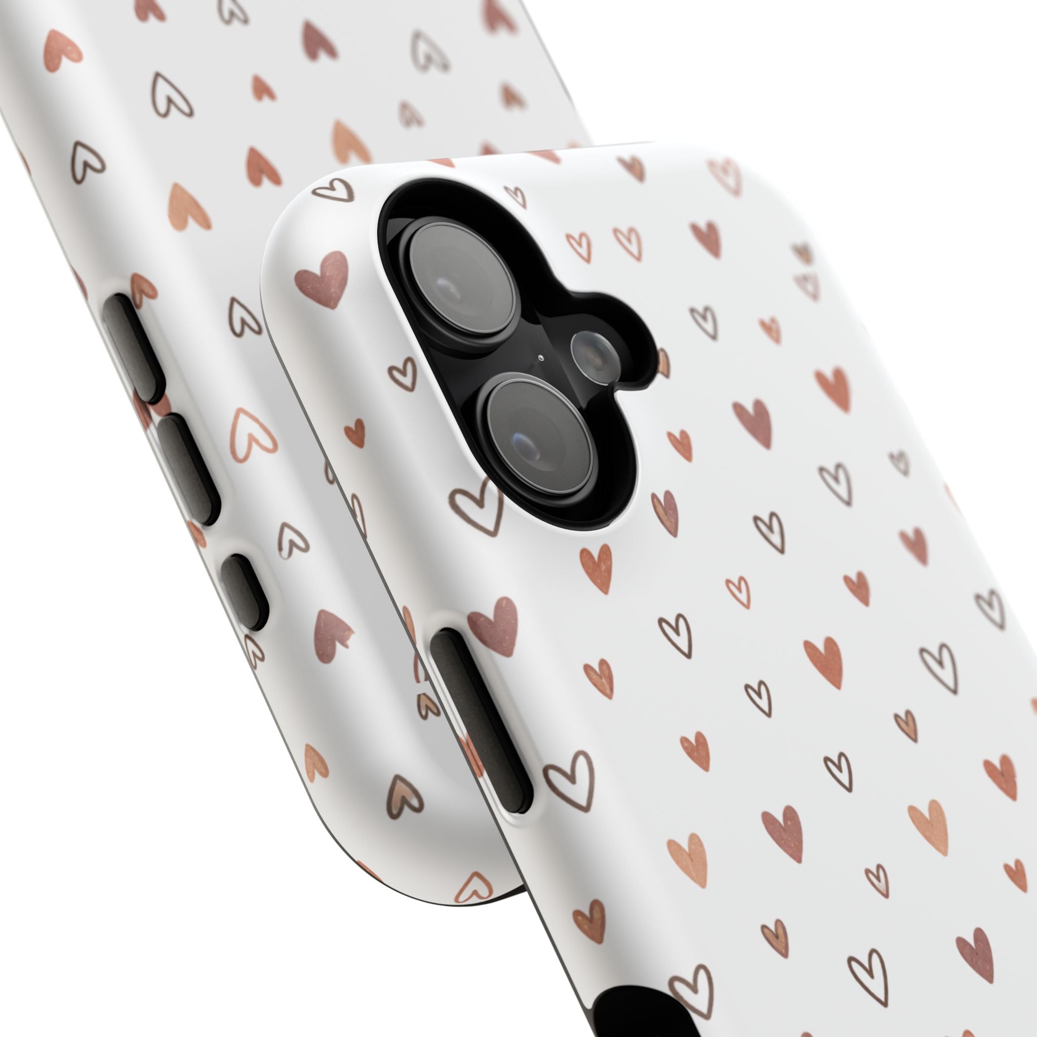 Heart Doodle Impact-Resistant Phone Case — Cute Neutral Tiny Hearts Design