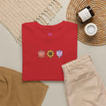 Floral back to school tee in red with hand-drawn flower designs, perfect for teachers and students.