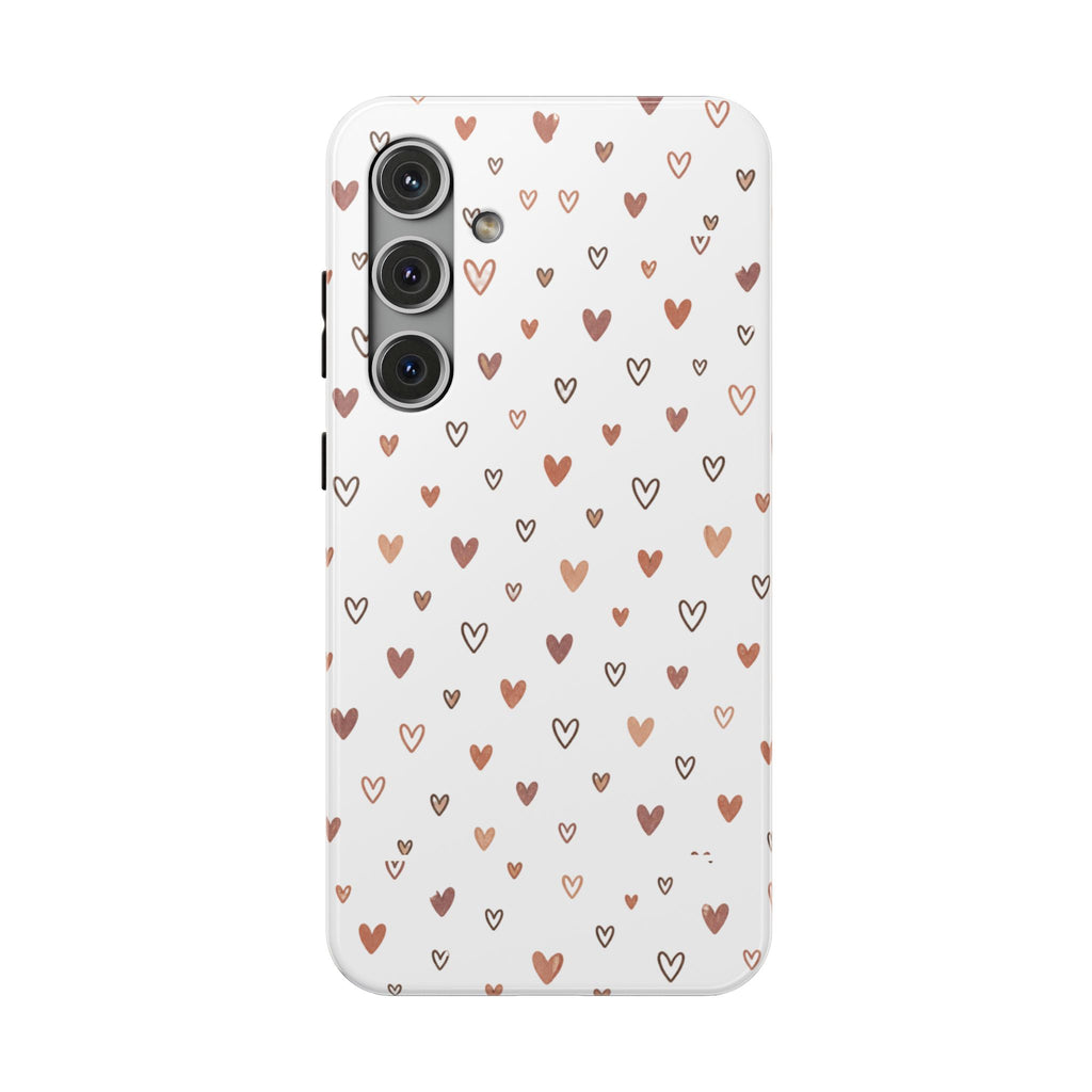 Heart Doodle Impact-Resistant Phone Case — Cute Neutral Tiny Hearts Design