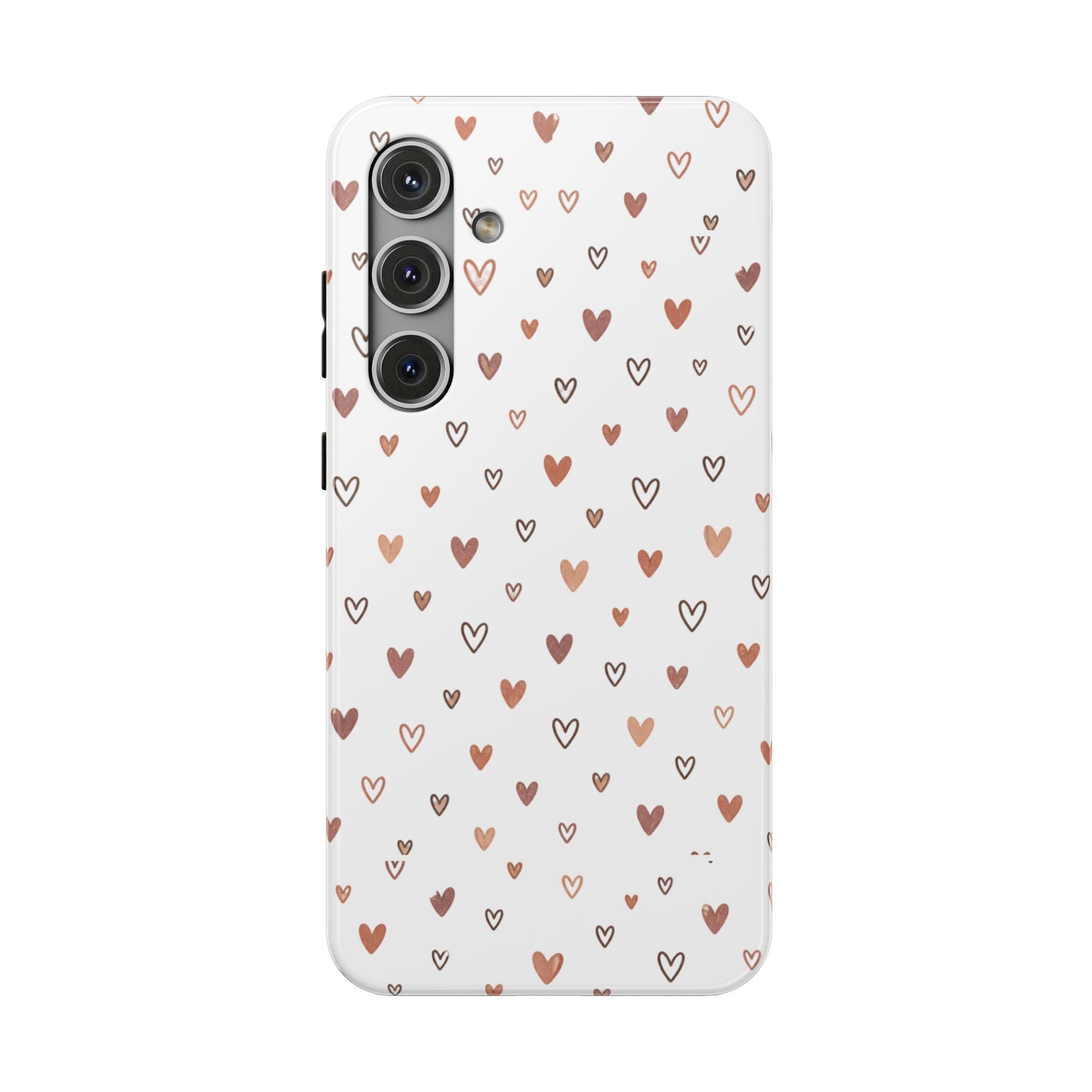 Heart Doodle Impact-Resistant Phone Case — Cute Neutral Tiny Hearts Design