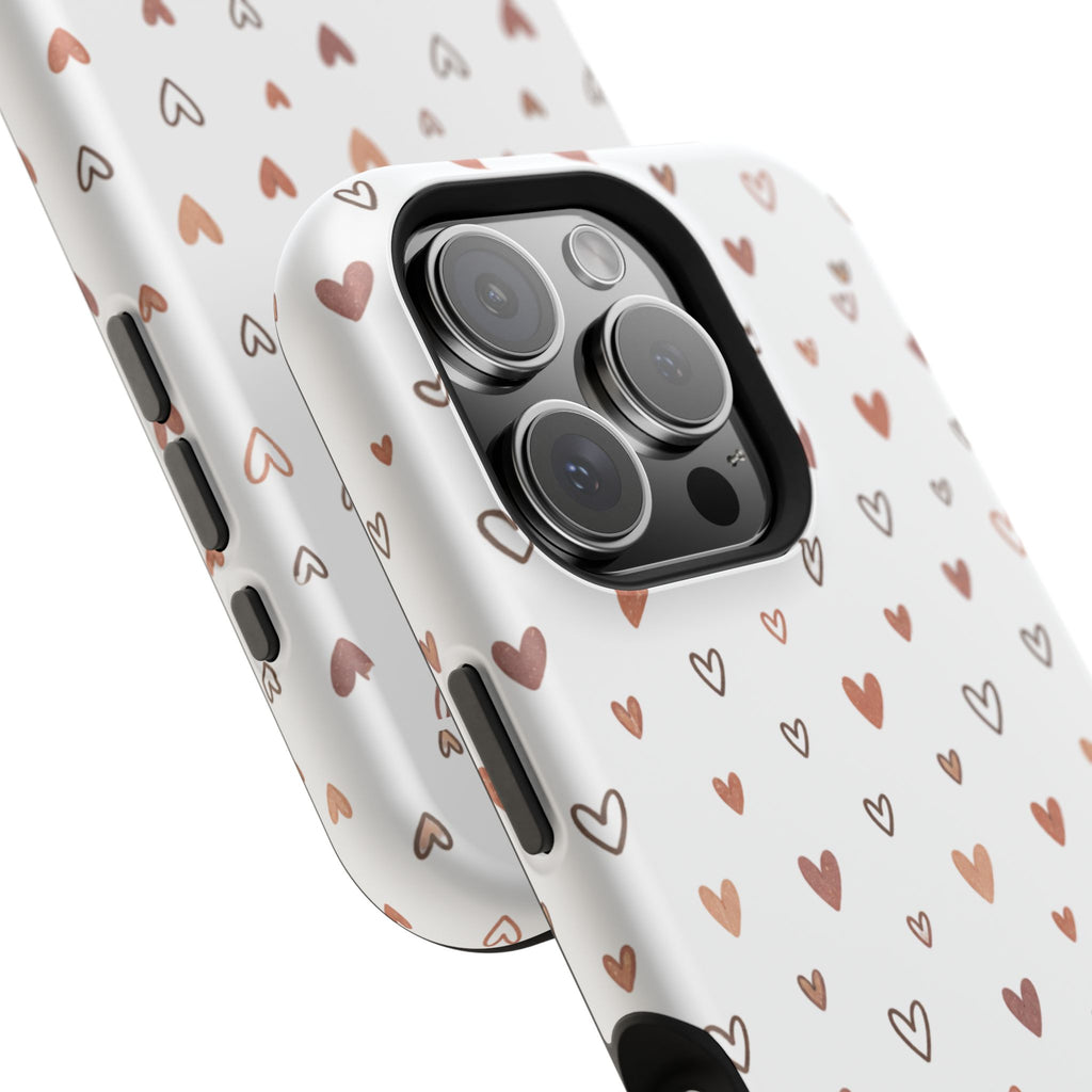 Heart Doodle Impact-Resistant Phone Case — Cute Neutral Tiny Hearts Design