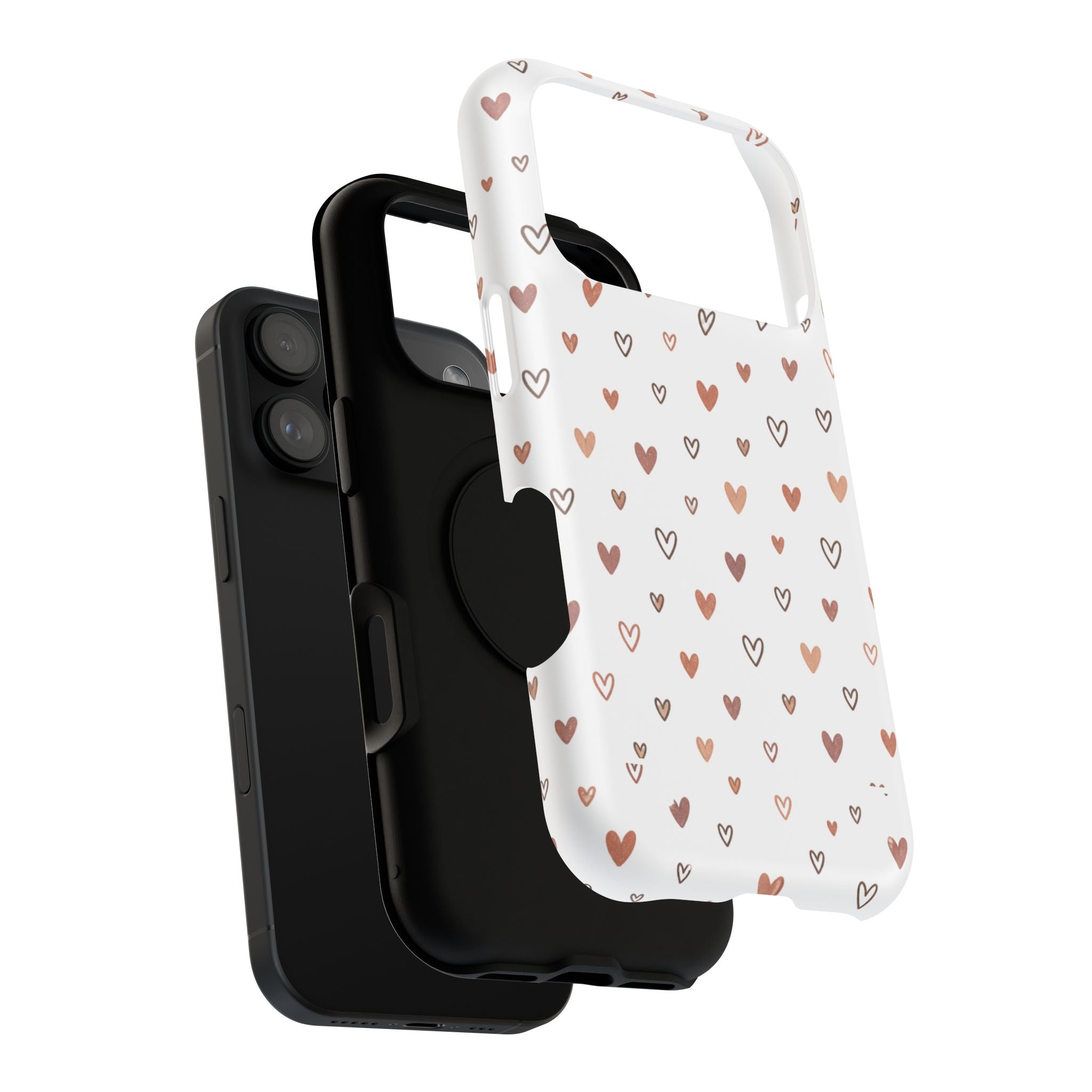 Heart Doodle Impact-Resistant Phone Case — Cute Neutral Tiny Hearts Design