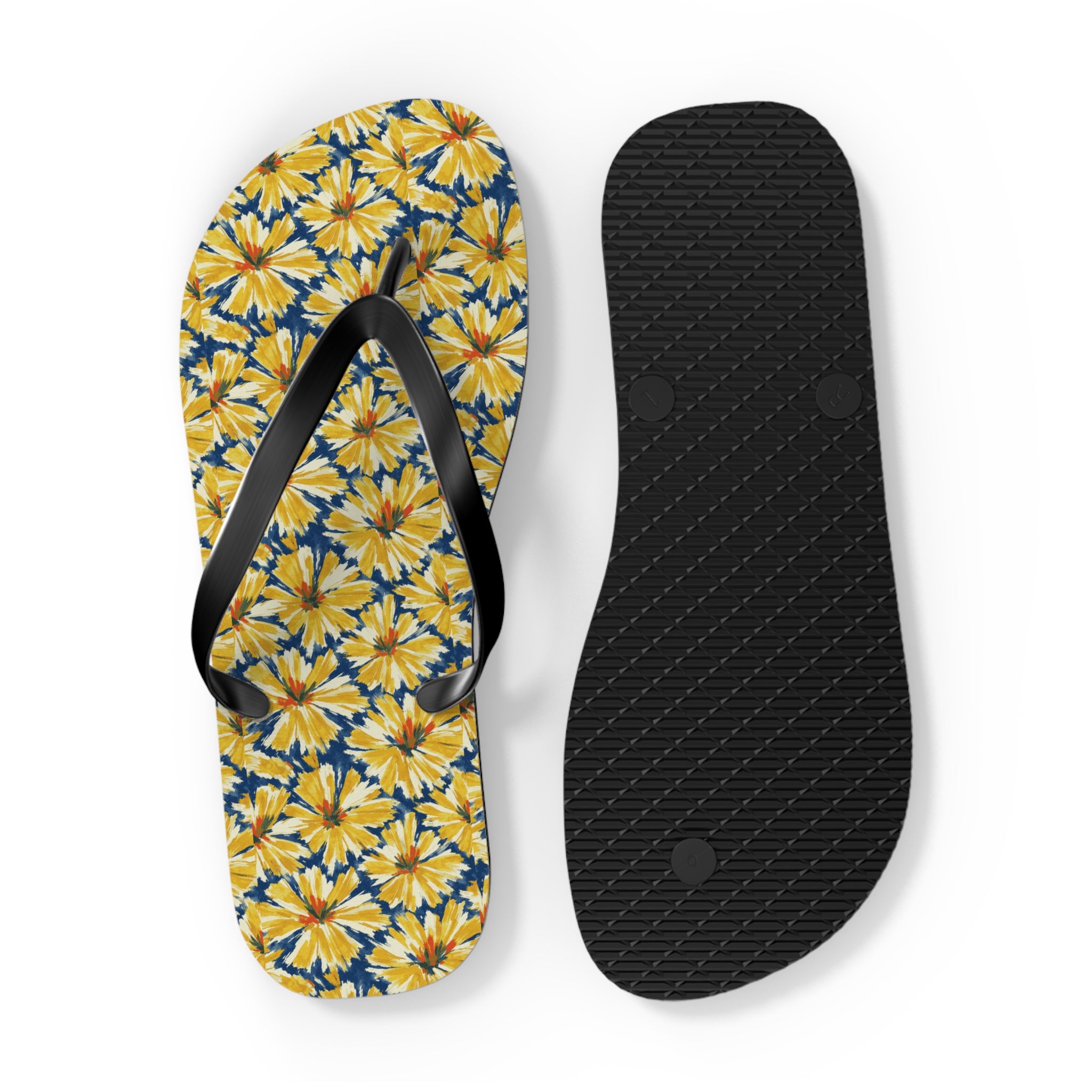 Yellow Daisy Flip Flops – Floral Beach Sandals Printify