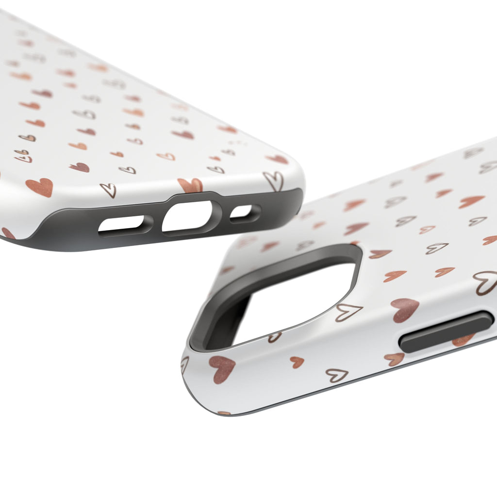 Heart Doodle Impact-Resistant Phone Case — Cute Neutral Tiny Hearts Design