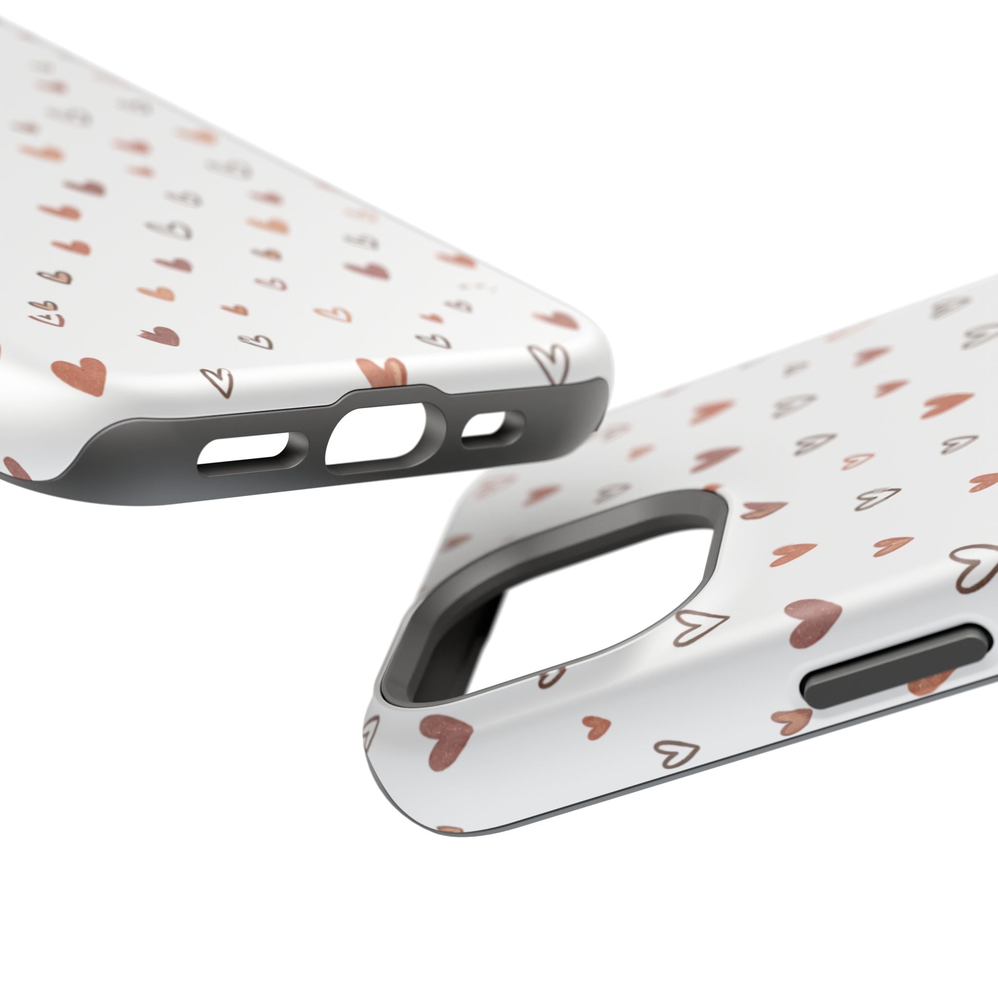 Heart Doodle Impact-Resistant Phone Case — Cute Neutral Tiny Hearts Design