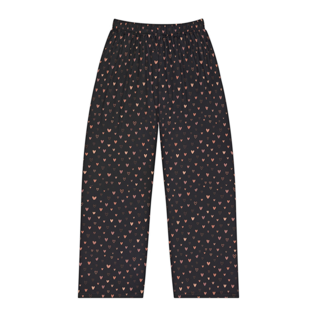 Heart Print Women's Pajama Pants — Cozy all-over print lounge sleepwear with subtle heart pattern.