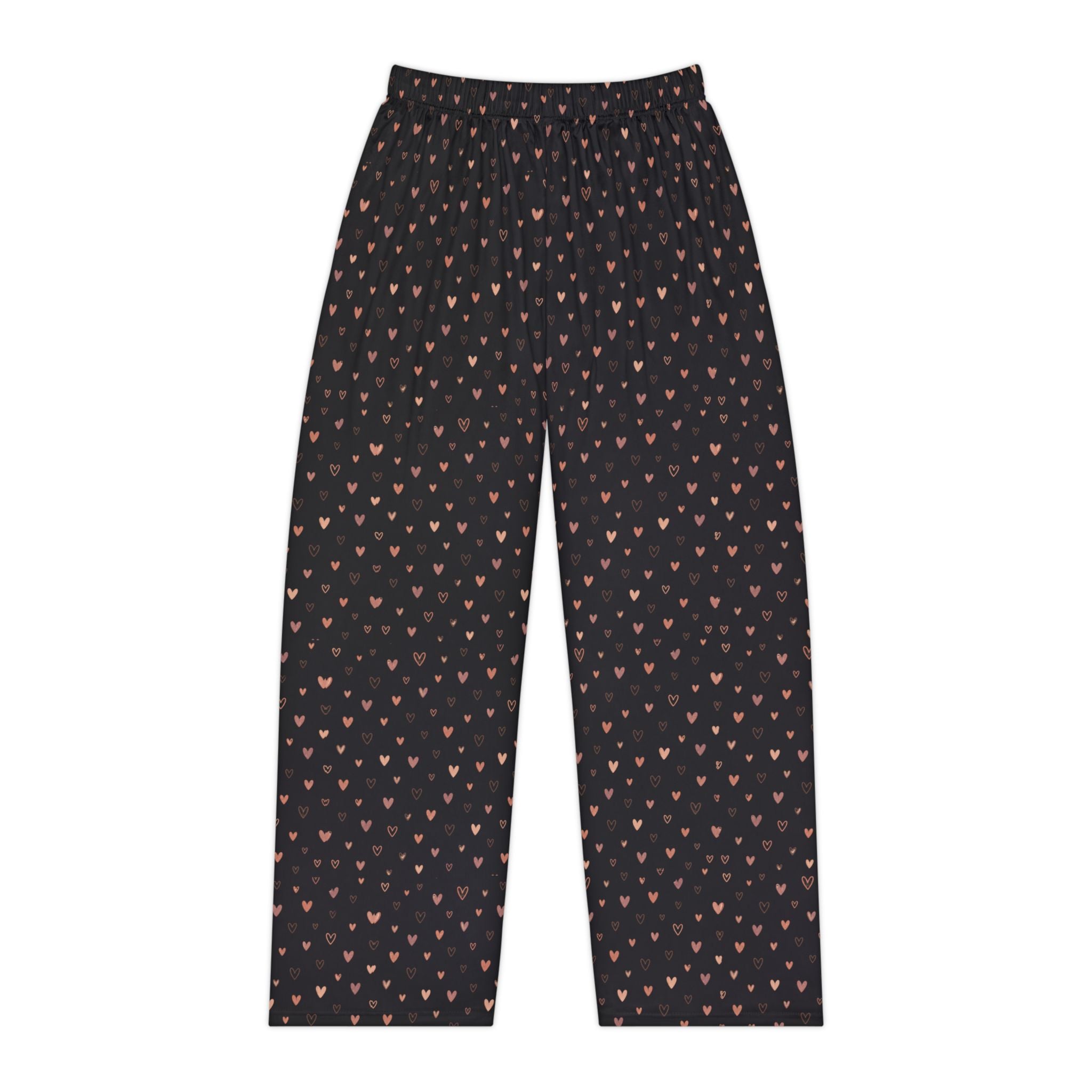 Heart Print Women's Pajama Pants — Cozy all-over print lounge sleepwear with subtle heart pattern.