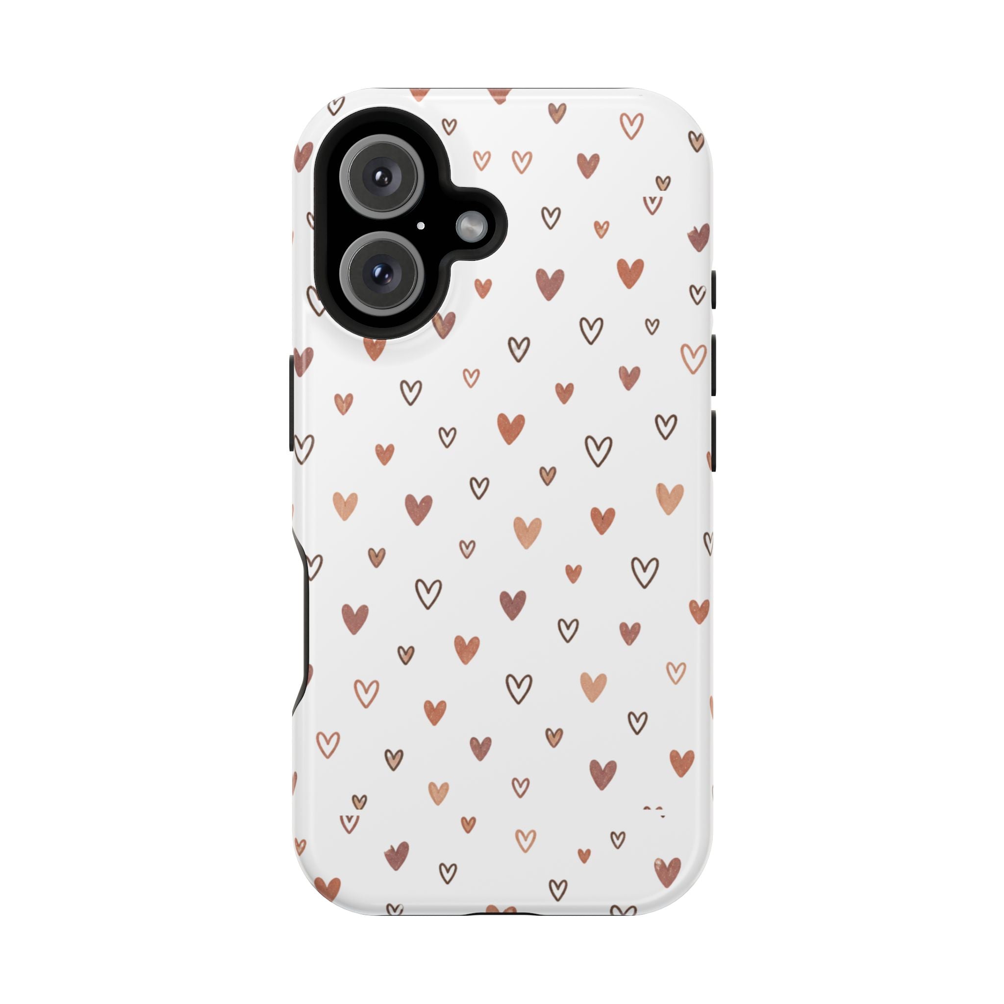 Heart Doodle Impact-Resistant Phone Case — Cute Neutral Tiny Hearts Design