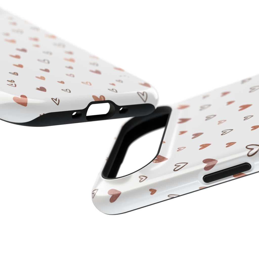 Heart Doodle Impact-Resistant Phone Case — Cute Neutral Tiny Hearts Design