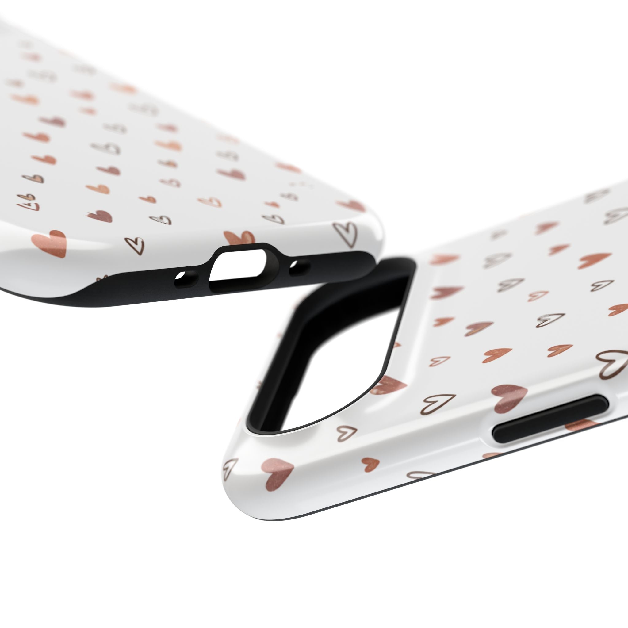 Heart Doodle Impact-Resistant Phone Case — Cute Neutral Tiny Hearts Design