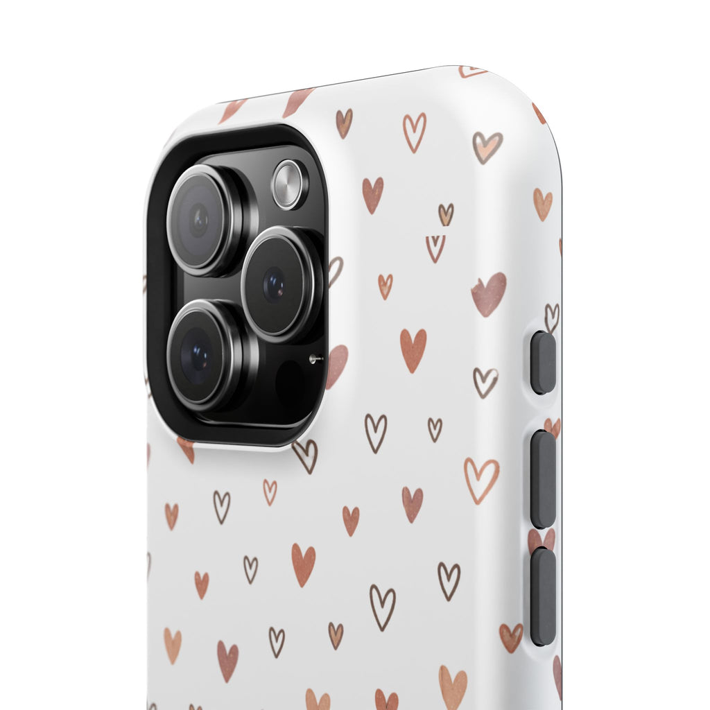 Heart Doodle Impact-Resistant Phone Case — Cute Neutral Tiny Hearts Design