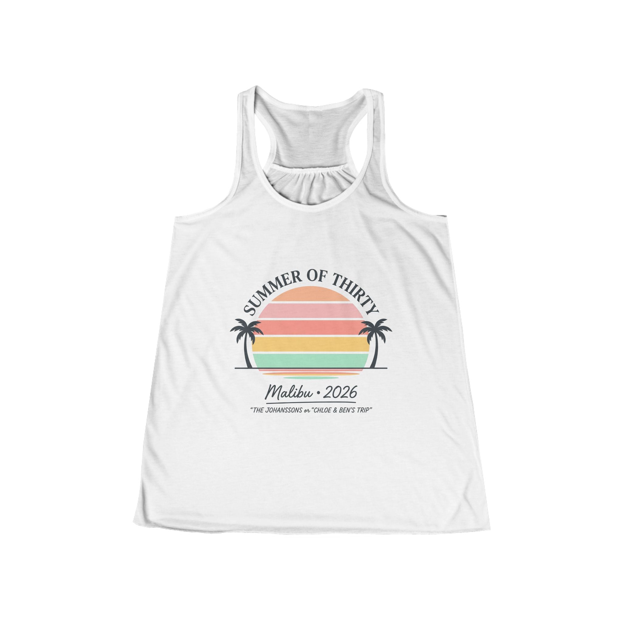 Summer of Thirty Racerback Tank - Malibu 2026 Sunset Beach Top