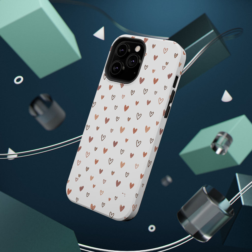 Heart Doodle Impact-Resistant Phone Case — Cute Neutral Tiny Hearts Design