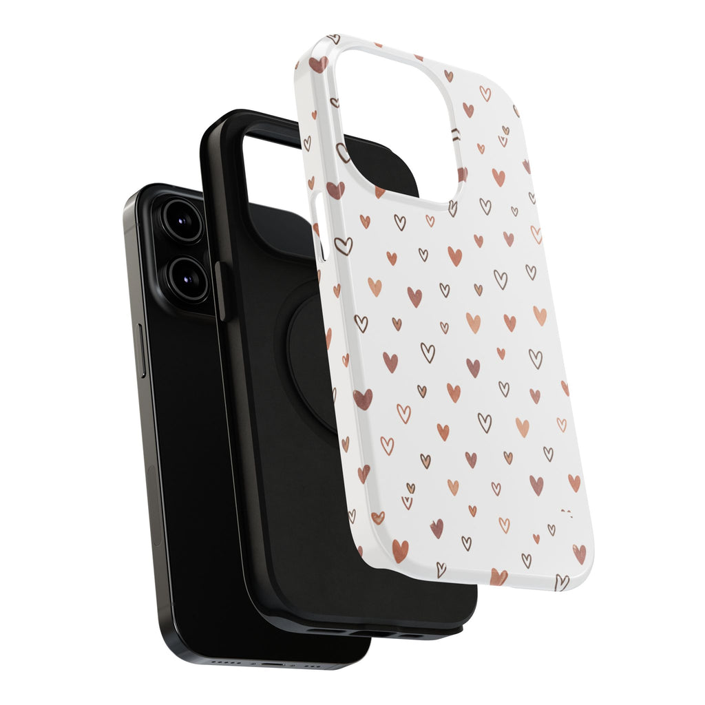 Heart Doodle Impact-Resistant Phone Case — Cute Neutral Tiny Hearts Design