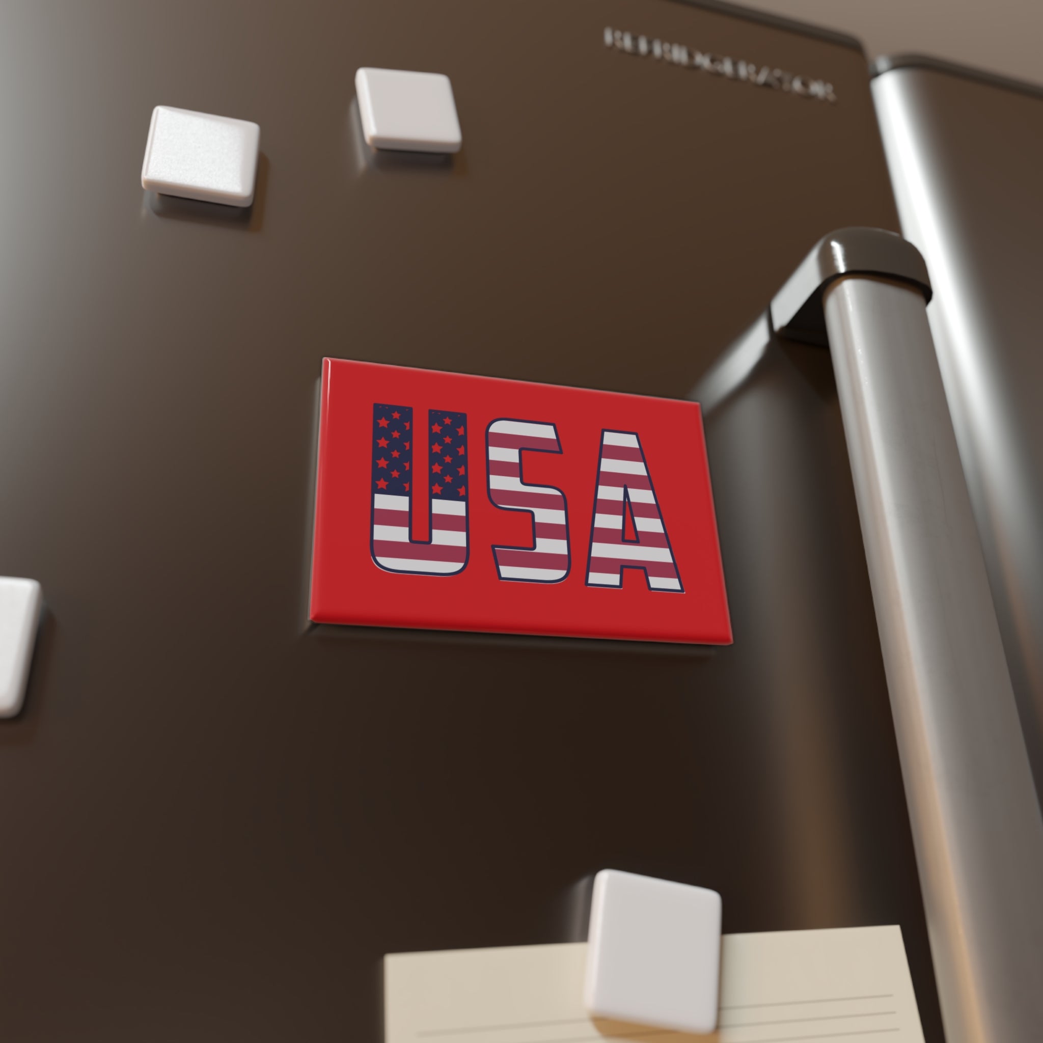 USA Flag Rectangle Magnet — Patriotic Red Fridge Magnet for 4th of July & Veterans Day Printify
