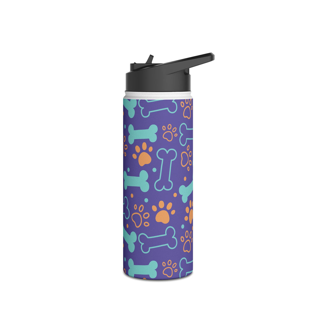 Dog Bone Paw Print Stainless Steel Water Bottle — Cute Pet Lover Insulated Bottle Printify