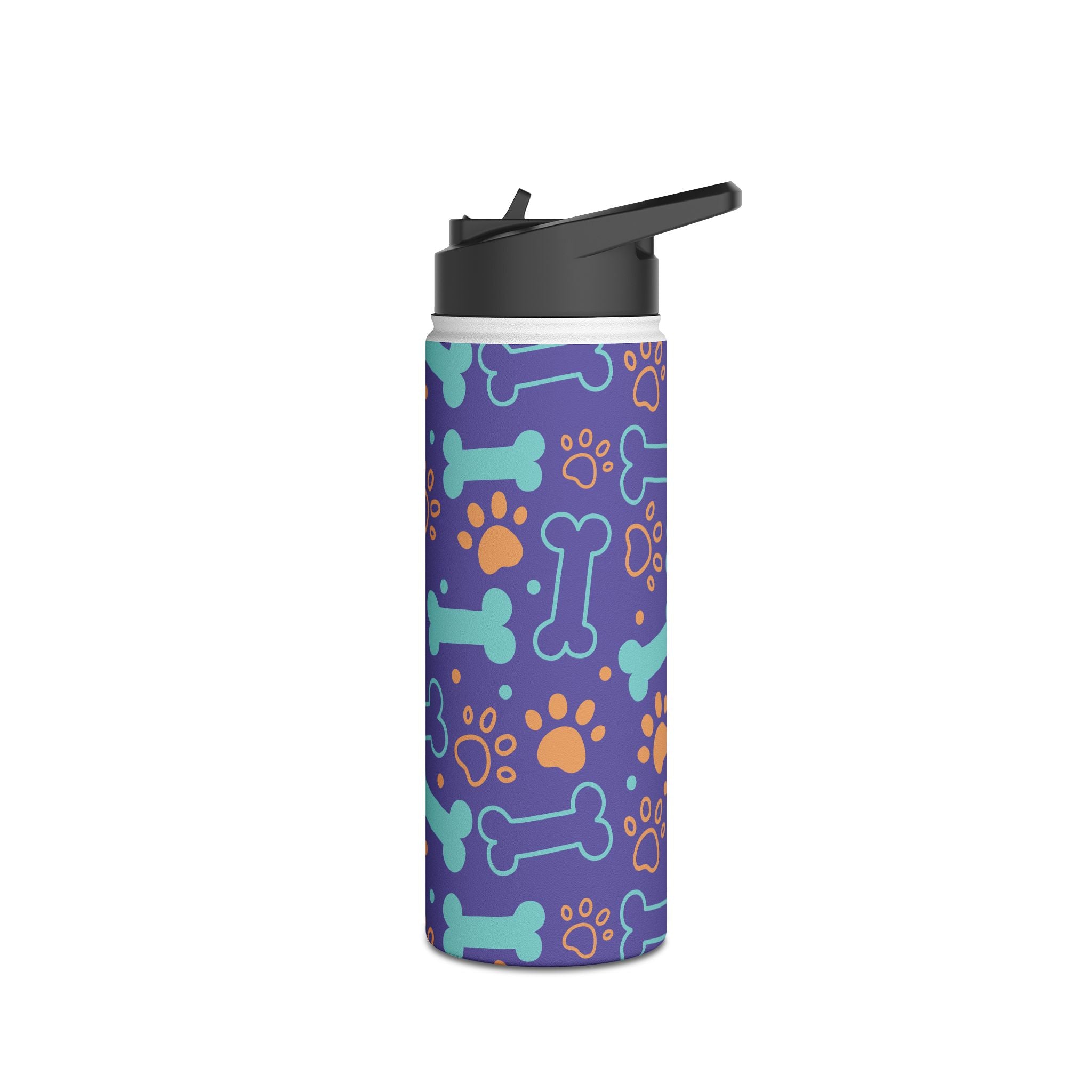 Dog Bone Paw Print Stainless Steel Water Bottle — Cute Pet Lover Insulated Bottle Printify