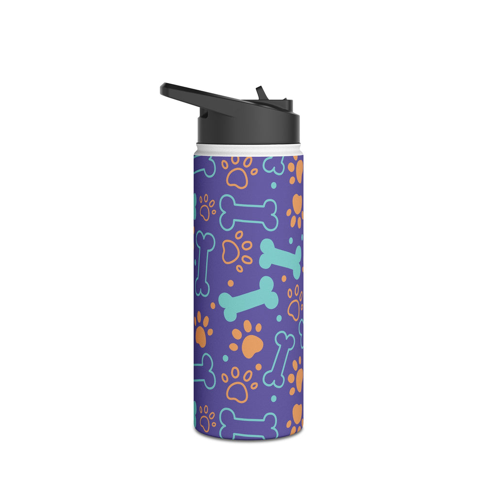 Dog Bone Paw Print Stainless Steel Water Bottle — Cute Pet Lover Insulated Bottle Printify