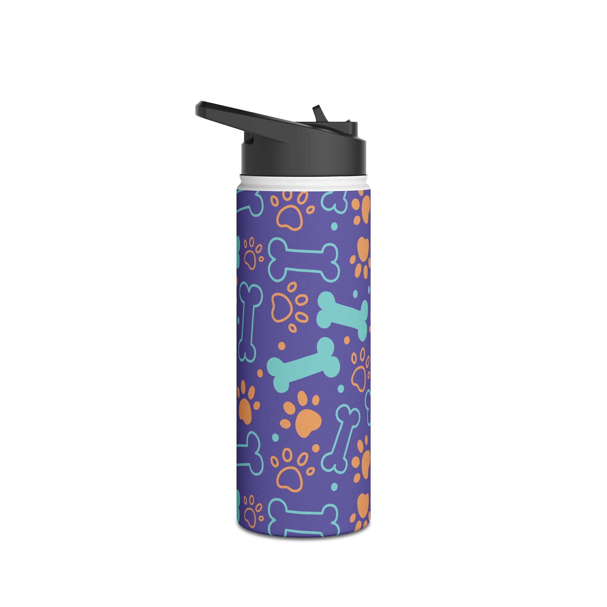Dog Bone Paw Print Stainless Steel Water Bottle — Cute Pet Lover Insulated Bottle Printify